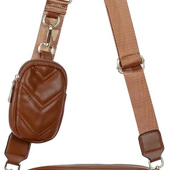 Chevron Quilted Small Crossbody Bag with Coin Purse Pouch, Women Square Camera S - Picture 1 of 5